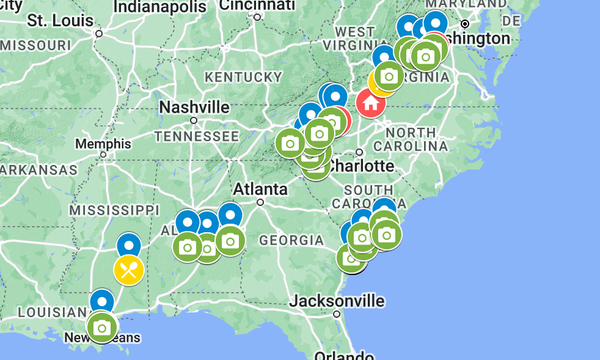 Travel Research: American South Road Trip - Map