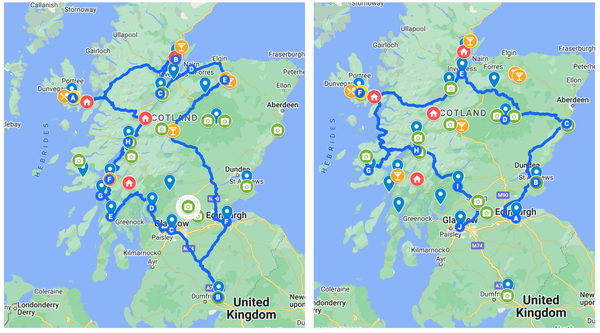 Travel Research - Map: A Tale of Two Scottish Road Trips